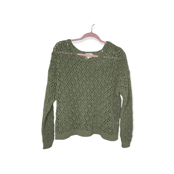 ARTELIER BY NICOLE MILLER Moss Green Open Knit Sweater M NWOT - Picture 2 of 5